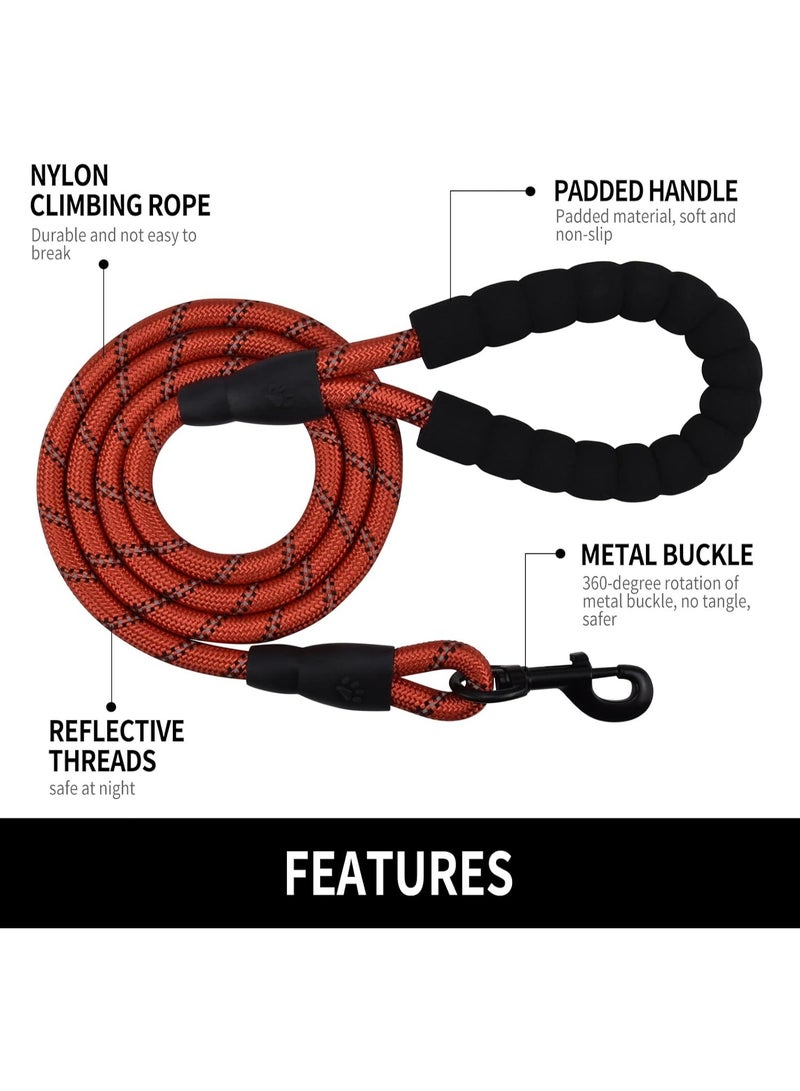 5 FT Reflective Dog Leash with Padded Handle - Tangle-Free Rope Leash with 360° Rotating Clip for Small to Large Dogs - Image 5